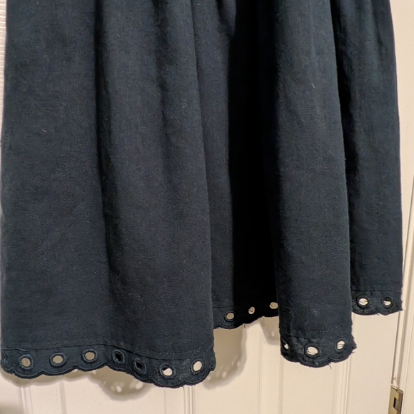 Moon River Navy Eyelet Puff-Sleeve Tie-Waist Maxi Dress - Picture 5 of 8